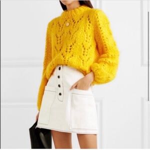 Ganni Julliard Mohair open knit sweater - Vibrant Yellow Knitwear